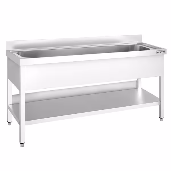 Stainless Steel Commercial Sink Unit PREMIUM - 2000x700mm - with Undershelf & Single Bowl - with Upstand