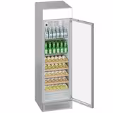 Commercial Beverage Display Fridge with Illuminated Canopy - 595mm - 358 Litres - 1 hinged glass door - LED lighting - digital controller with temperature display - Grey - Temperature range 1 to 10 °C