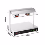 Commercial Warming Plate - 2 Heat Lamps, Glass Sneeze Guard – GN 1/1 ×2 – 1 kW
