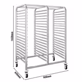 Carrinho de tabuleiros em aço inoxidável - duplo - para 30 tabuleiros 600x400mm - com rodas silenciosas