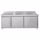 Commercial Sink Cabinet – 1800 × 700 mm – with Waste Bin & Twin Right-Hand Bowls