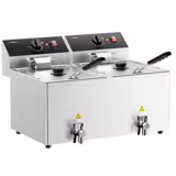 Elektrikli Çiftli Fritöz - 12+12L - 6,5kW - Manuel - Yağ boşaltma musluklu
