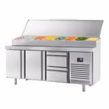 Přípravný chladicí stůl - 1960x600 mm - 2 dveře & 2 zásuvky - pro 11× GN 1/4