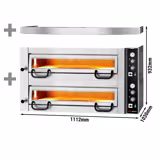 Elektrikli Pizza Fırını - Taş tabanlı - 34 cm x 4+4 Pizza Kapasiteli - Manuel - maks. 450°C - dâhil: Davlumbaz