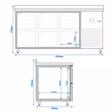 Koelwerkbank PREMIUM - 1865x700mm - met 6 laden & achterwand