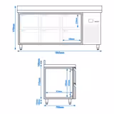 Koelwerkbank PREMIUM - 1865x700mm - met 6 lades - opstand
