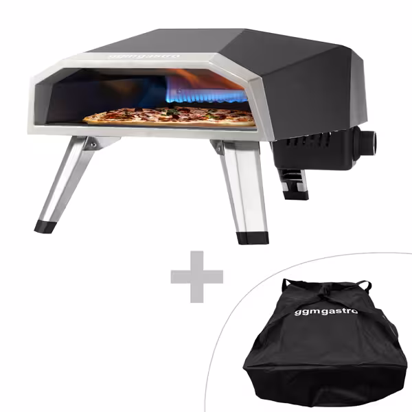 Outdoor pizzaoven gas (chamotte bakvloer) - 314x646x400mm - 1 kamer - 1x1 pizza’s Ø30cm - voor pizza’s tot Ø30cm - tot 500°C - Handmatig - incl. tragetas & pizzasteen