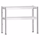 Överhylla för bänk i rostfritt stål - dubbel - 800x370 mm - höj- och sänkbar