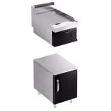 Fry Top Elettrico Professionale - 8 kW - Rigato - Superficie di cottura: 395x535mm - incl. base armadiata con 1 porte