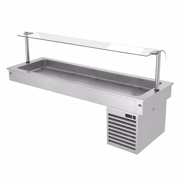 Drop-in koelbak - 1000mm - +2 tot +8°C - 3x GN 1/1 - 190W - met glazen hoestscherm
