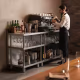 Bar-Arbeitstisch - Edelstahl - 600x600mm - mit 4 Ablagen