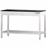Mesa de trabalho em aço inoxidável PREMIUM - 1200x800mm - com prateleira inferior & com travessas de reforço - incl. tampo em granito