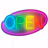 LED Leuchtschild - OPEN – dimmbar - Magenta - Bunt