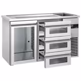 Bira tezgahı PREMIUM - 1550x700mm - 1 Cam Kapı & 3 Cam Çekmece