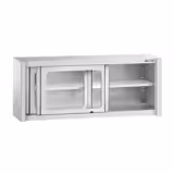 Ruostumattomasta teräksestä seinäkaappi - 1600x400 mm - lasiliukuovilla - 650 mm korkea