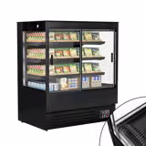 Commercial multideck display fridge - 1200mm - 390L - 2 double‑glazed sliding doors & 3 shelves - Black