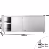 Tavolo armadiato in acciaio inox PREMIUM - 2000x600mm - con anta scorrevole
