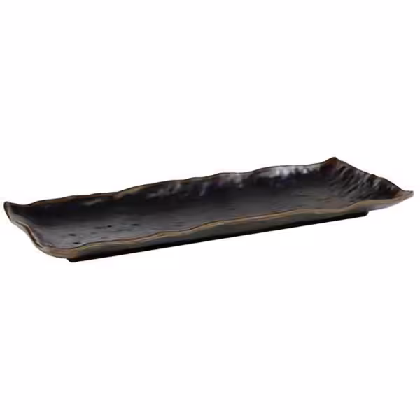(6 pcs) Serving Tray - MARONE - Melamine - 390x160mm - Height: 30mm - Black/Brown