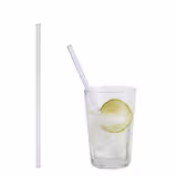 (50 pcs) Glass Drinking Straws - 200mm - ø 10mm - straight - Clear - incl. 1 Nylon cleaning brush