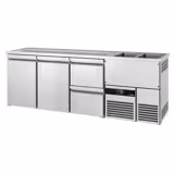 Comptoir de bar réfrigéré PREMIUM - 2500x700mm - 2 portes et 2 tiroirs