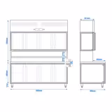 Soğuk Teşhir Dolabı/Ünitesi - 1800x800mm - üstte 4 cam kapılı; altta 4 kapılı - LED aydınlatma; statik soğutma; çift cam - çalışma yüzeyli