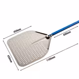 Pizzaspade - AZZURRA - Aluminium - fyrkantig - 450x450 mm - perforerad - Handtag: 60 cm