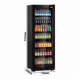 Lodówka na napoje PREMIUM - 739L - 750mm - bezramkowa - z 1 drzwiami szklanymi - cyfrowy wyświetlacz temperatury - Czarna - Dla PL