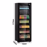 Vetrina frigo per bibite PREMIUM - 750mm - 739l - display digitale - porta in vetro senza cornice - con 1 porta in vetro & illuminazione LED - Nero