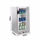 Réfrigérateur de bar – 600 mm – 140 litres – avec 1 porte battante vitrée – en inox 