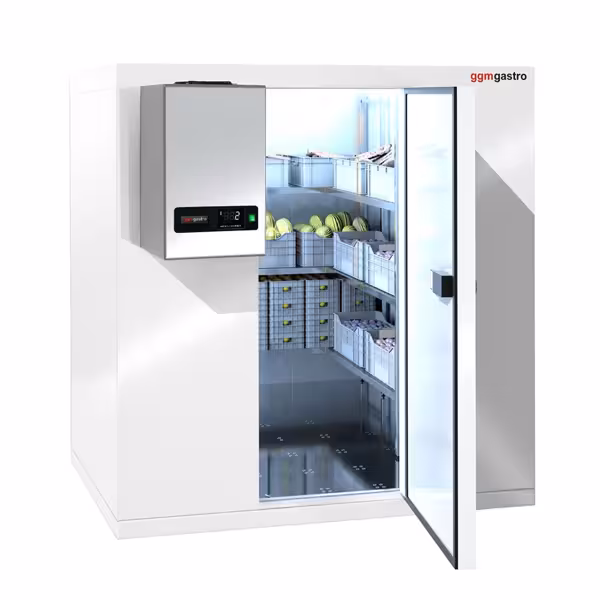 En acier inoxydable Chambre froide positive modulaire - 1500x1200mm - 2,60m³ - incl. Groupe monobloc à cheval