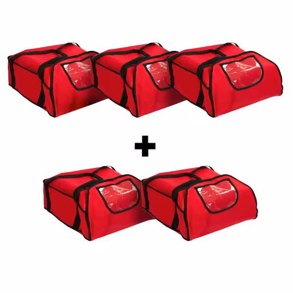 (5 stuks) Pizzabezorgtas - voor per 5 pizzadozen - 43x43cm - rood