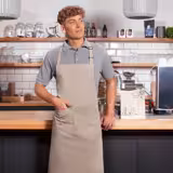 (6 pieces) KARLOWSKY | Basic Chef Bib Apron with Pocket – Sand - 750×900 mm - 2-Section Pocket