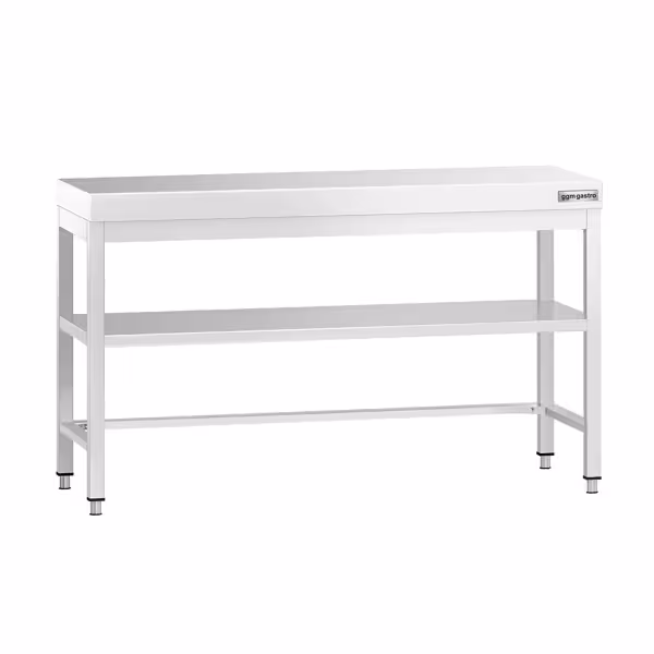 Stół roboczy centralny ze stali nierdzewnej PREMIUM - 1400x800mm - z półką & wzmocniony