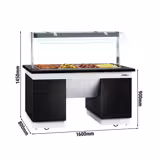 Bufetový pult s ohřevem DUBLIN - 1600 mm - s Bain Marie & kolečky - pro 4x GN 1/1 