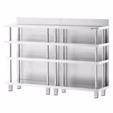 Bar-Arbeitstisch - Edelstahl - 1600x400mm - mit 4 Ablagen