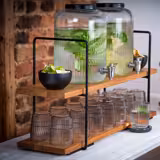 Etagère - PERFECTO LARGE - 2-laags - vierkant - 800x230mm - metalen frame - zwart - met eikenhouten plateaus