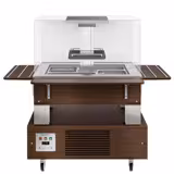 Balcão de buffet frio DUBLIN - 1700mm - com protetor de vidro reto & com rodízios - para 4x GN 1/1 - Castanho