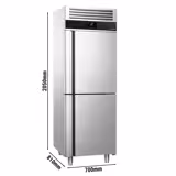 Upright Fridge Stainless steel PREMIUM - GN 2/1 - 700L - with 2 half doors