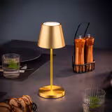 (4 pcs) LED Table Lamp - MERLE MINI - Rechargeable - Cordless - 3-step dimmable - Ø110mm - Gold - with Charging Dock