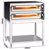 Horno para pizza eléctrico - 2 cámaras - piedra refractaria - 9+9x Ø35cm - 400V - Manual - hasta 450°C - incl. bastidor inferior