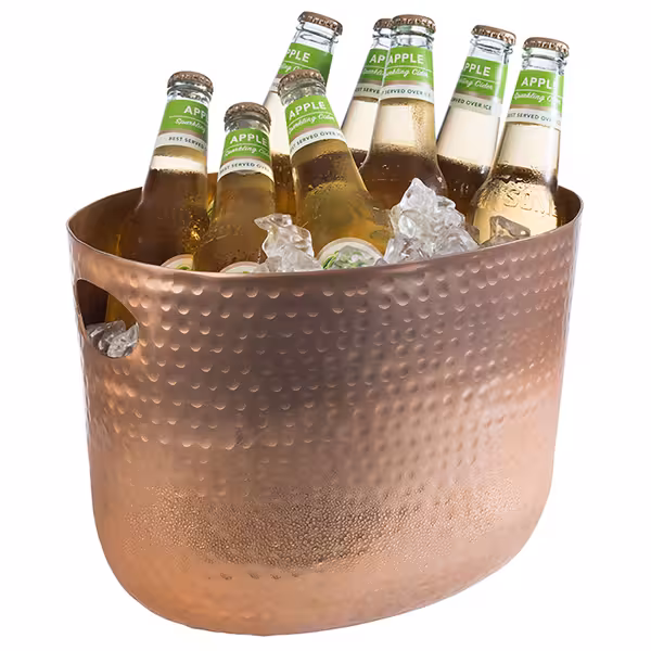 Wine & Champagne Bucket - Aluminium, Hammered, Copper Look - 7 litres - Ø235mm - Height:230mm - Copper - with handles