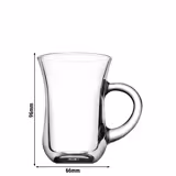 (48 sztuk) Szklanki do herbaty z uchwytem – AQUA – 140 ml – zestaw 6 sztuk