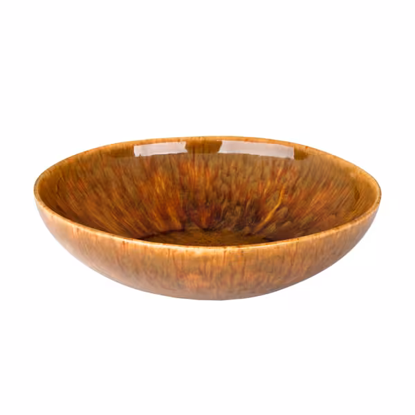 (6 stuks) RUSTIQUE - diep bord - rond - steengoed - Ø210mm - bruin