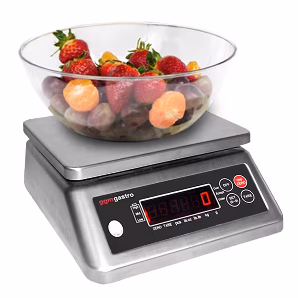 Waga kuchenna wodoodporna - do 6kg - Dokładność: 2g - Wymiary szalki: 225x190mm