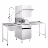 Durchschubspülmaschine - Touch - 9,66 kW - inkl. Zulauftisch links & Auslauftisch rechts - mit Reiniger-, Klarspüler- & Laugenpumpe