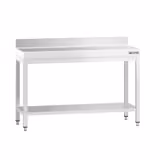 Nerezový pracovní stůl PREMIUM - 1200x600 mm - se spodní policí & zadní lištou