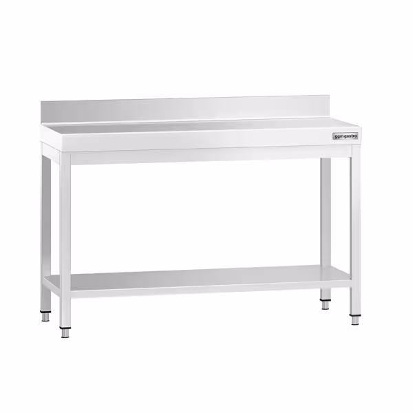 Commercial Stainless Steel Table with Upstand PREMIUM - 1200x700mm - with Undershelf - with Rear Upstand