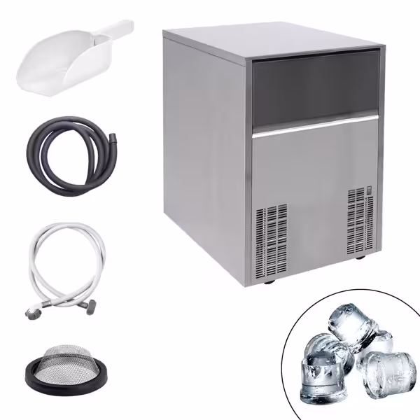 Commercial Ice Cube Maker PREMIUM – Cylinder Ice – 62 kg/24 h – 30 kg Bin