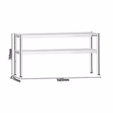Aufsatzbord Edelstahl - 2 Etagen - 1600x370mm - höhenverstellbar
