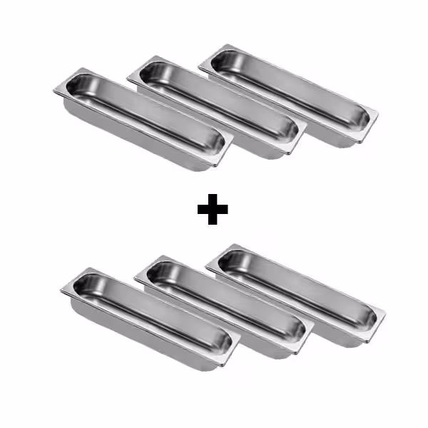 (6 stuks) RVS GN-bak GN 2/4 - Diepte: 65mm